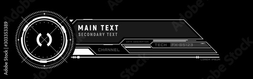 Futuristic lower third. Sci-fi design template for channel, news, information call box bars and modern digital info boxes. Element of hud interface. Modern information callouts. Vector illustration.