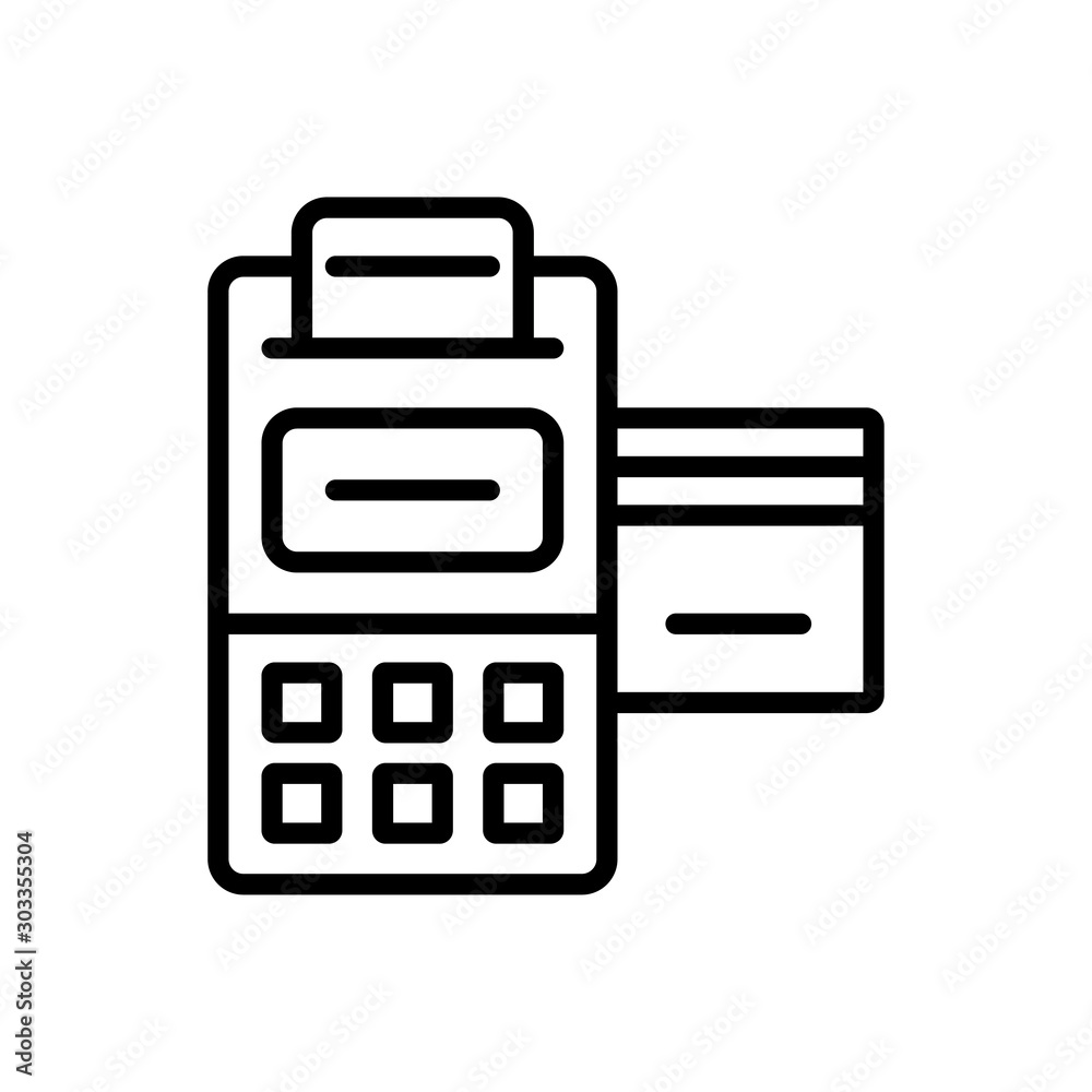 POS terminal with credit card and receipt outline icon illustration isolated vector sign symbol POS terminal with credit card and receipt outline icon illustration isolated vector sign symbol
