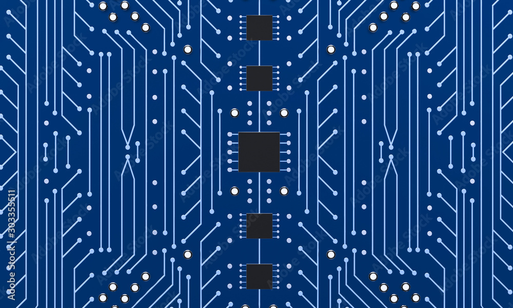 3d illustration of green circuit board 3d illustration of green circuit board