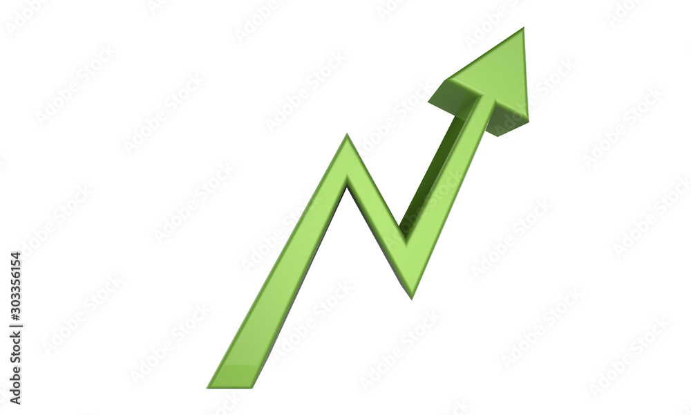 3d illustration of upwards pointing arrow isolated on white 3d illustration of upwards pointing arrow isolated on white