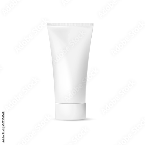 Flat cosmetic package for cream, soups, foams, shampoo isolated on white background. Vector illustration.