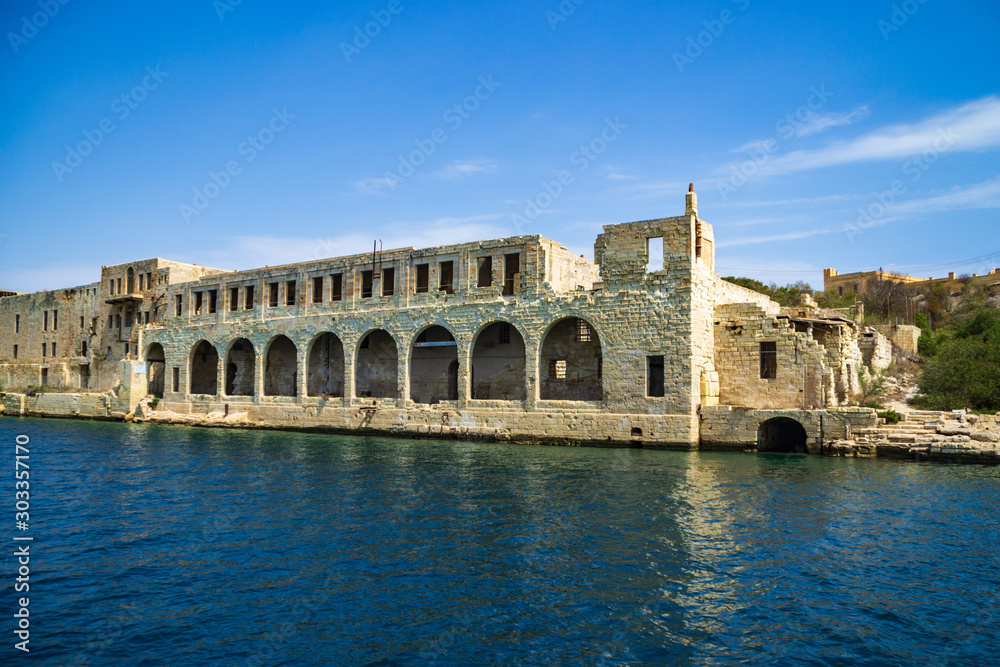 The derelict Lazzaretto was a former quarantine facility and hospital on the shore of Manoel Island, Malta..