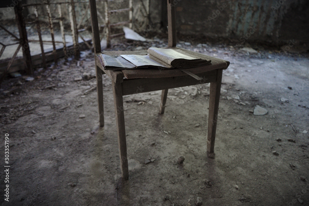 Chernobyl/Pripyat - Open book on chair Chernobyl/Pripyat - Open book on chair