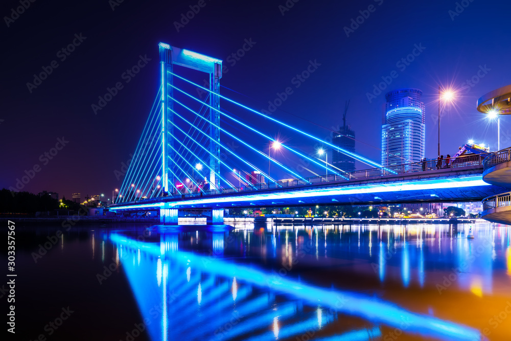 Fototapeta premium Ningbo city architecture landscape night view