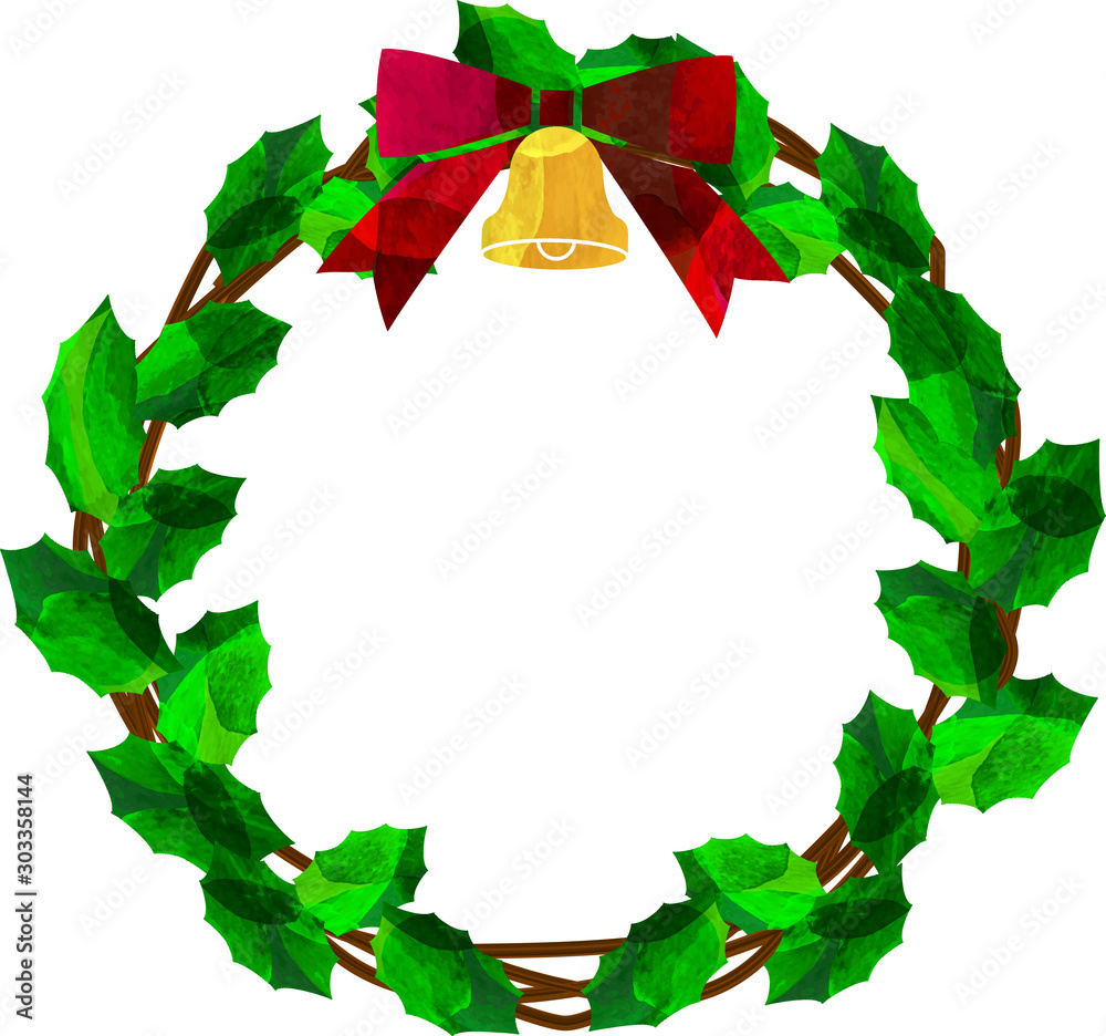 イラスト クリスマス リース 蔓 リボン ベクター 切り絵風 Vector De Stock Adobe Stock