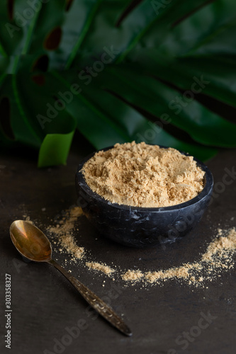 Typical Canarian ingredient Gofio, flour made from different roasted grains,that used for different Canary dish. photo