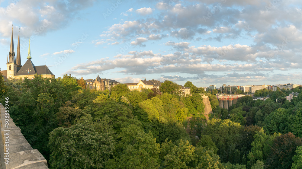 view of the cityscape of Luxembourg City with its many historic buildings