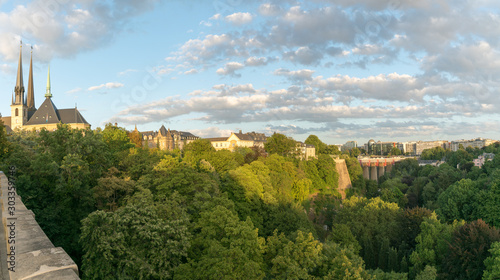 view of the cityscape of Luxembourg City with its many historic buildings