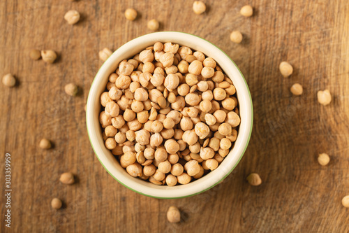 Chickpea, dry chickpeas beans in bowl, legume chickpea  photo