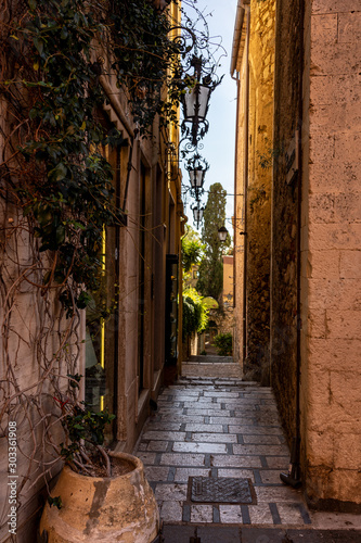 streets of taormina on sicily island, italy