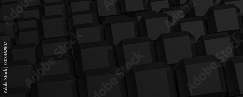 3D BLACK ABSTRACT BACKGROUND, CUBE BACKGROUND