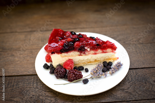 Cremy cake made with forest fruits - various forest berries