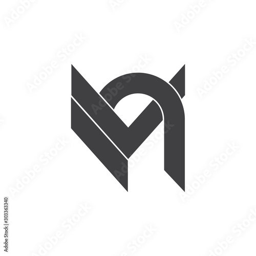 letter mn abstract line geometric logo vector