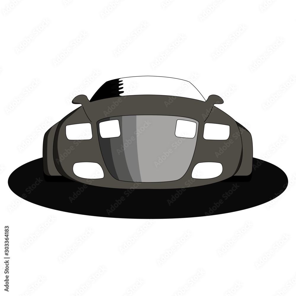 Car in front grey vector illustration isolated Car in front grey vector illustration isolated