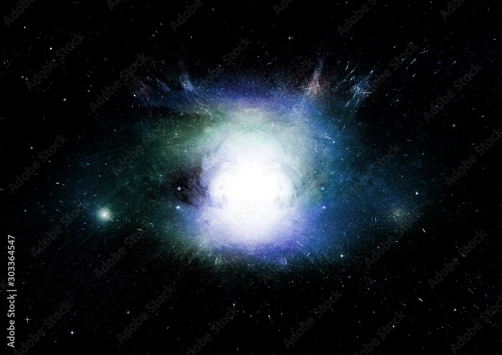 Fototapeta premium Stars, dust and gas nebula in a far galaxy