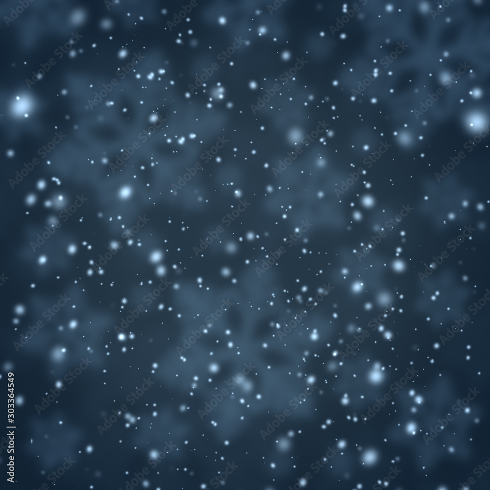 Christmas background with snowflakes and bokeh.