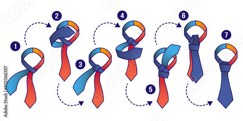 How to tie knot instruction illustrations set