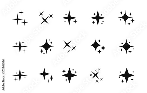 Super set of stars sparkle icon. Bright firework  decoration twinkle  shiny flash. Glowing light effect stars and bursts collection. Vector graphic design