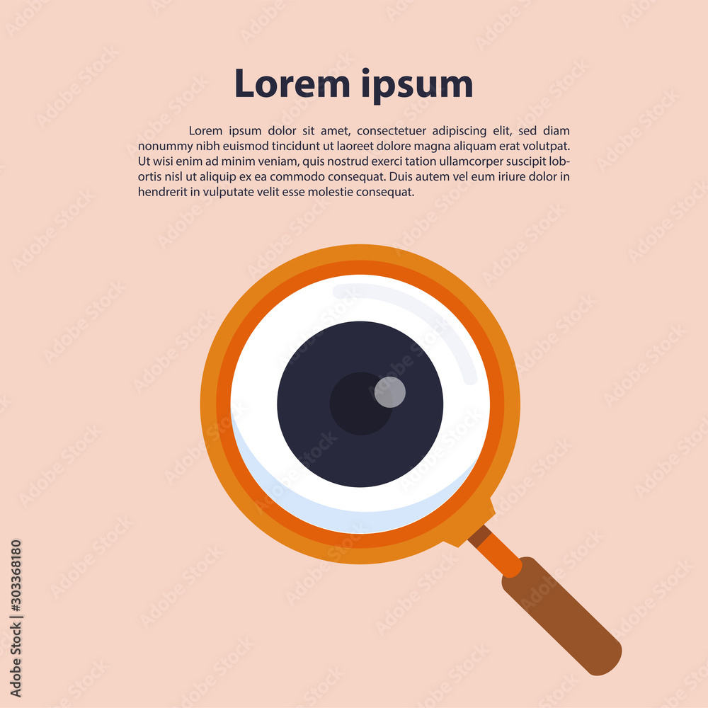Fotografie Magnifier with eye outline icon.