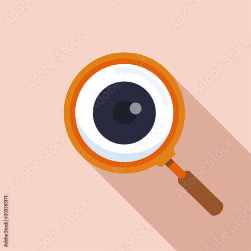 Magnifier with eye outline icon.