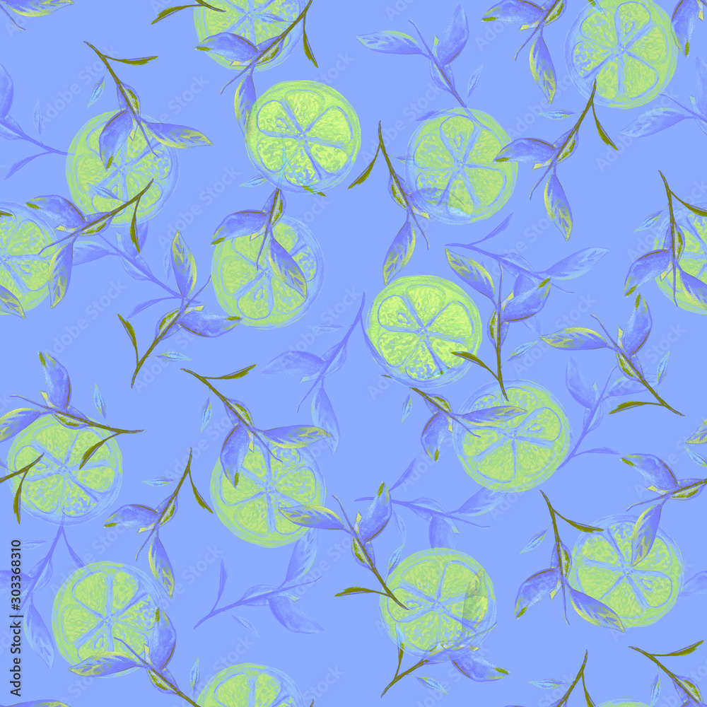 Lemon and green tea leaves Lemon and green tea leaves