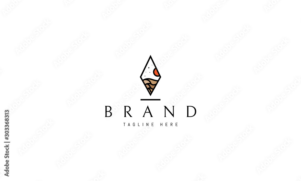 Φωτογραφία Vector logo on which an abstract image of a desert landscape in the center of a rhombus