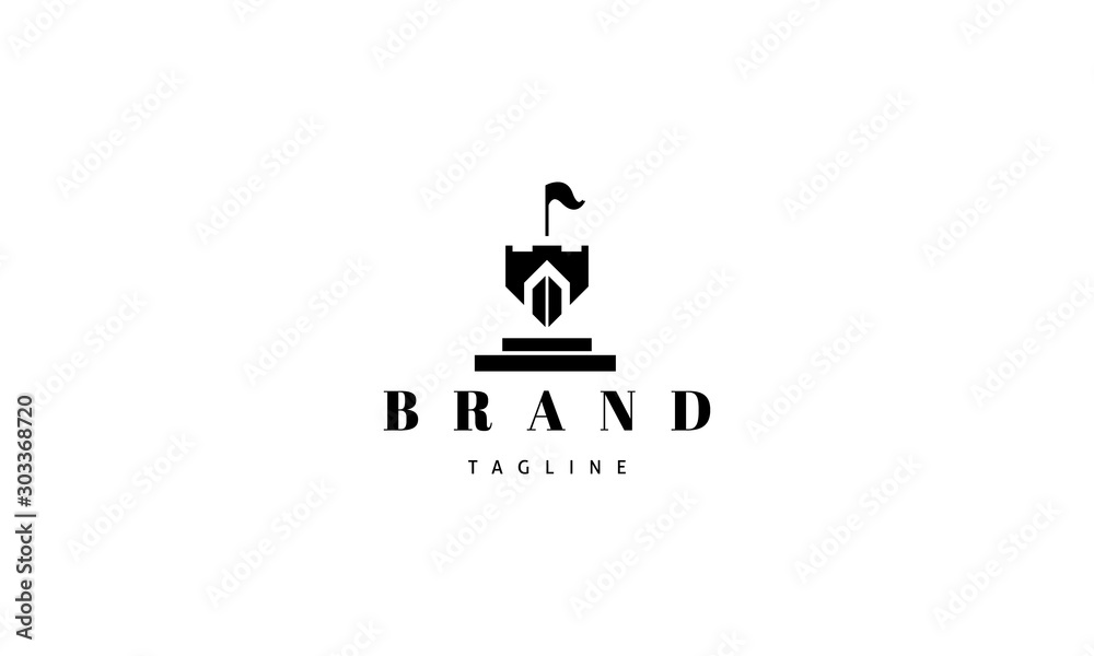 Vector logo on which an abstract image of a defensive tower. Vector logo on which an abstract image of a defensive tower.