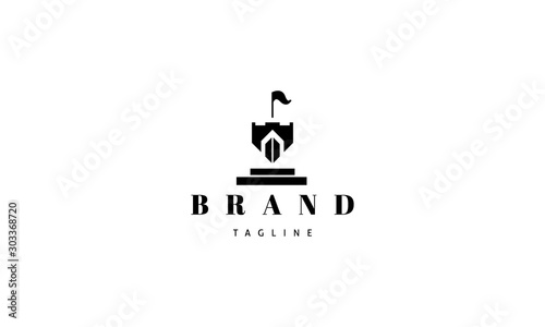 Vector logo on which an abstract image of a defensive tower.