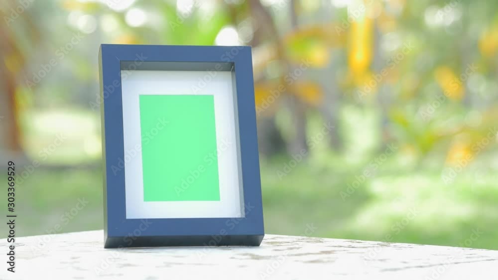 Picture frame with greenscreen product shot with tropical background 5
