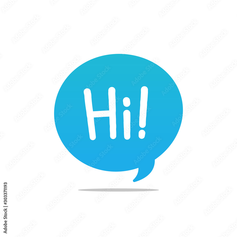 Funny blue comic simple speech bubble with word HI vector illustration Funny blue comic simple speech bubble with word HI vector illustration