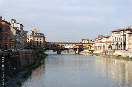 amazing view to ponte vecchio in florence and river arno italy © Sergei Timofeev