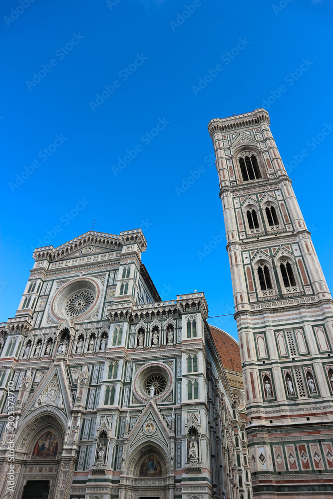 florence cathedral st peters basilica di santa maria del fiore with bell tower, Italy