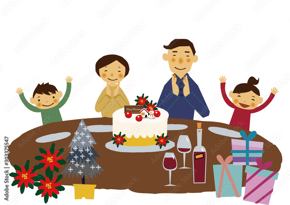 Obraz premium クリスマスパーティ。 クリスマスを祝う家族。