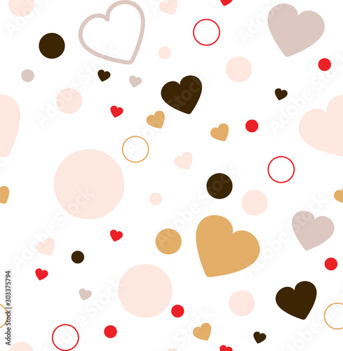 Hearts and dots on white