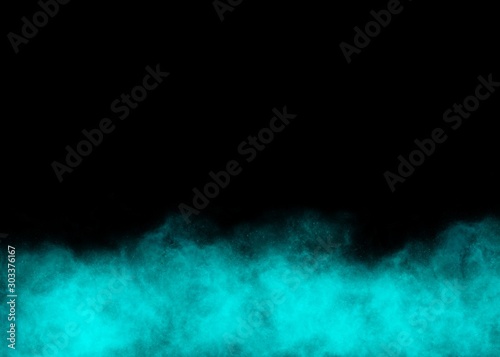 light blue smoke at black background