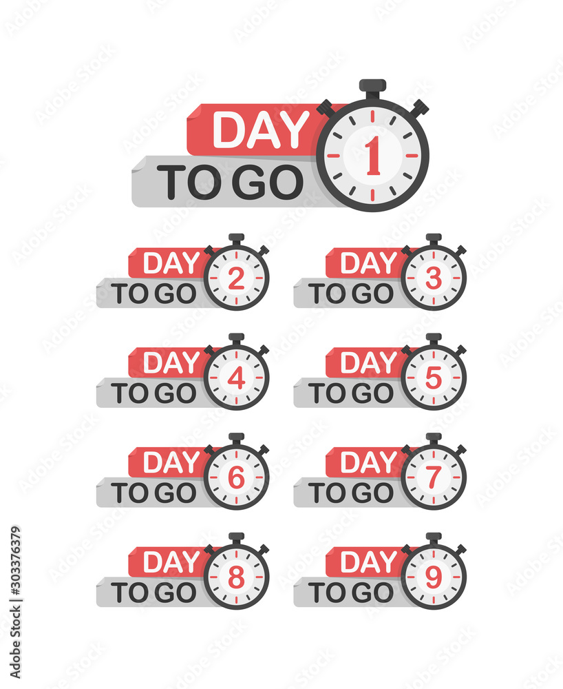 1,2,3,4,5,6,7,8,9,day to go, promotion icon, best deal symbol 1,2,3,4,5,6,7,8,9,day to go, promotion icon, best deal symbol
