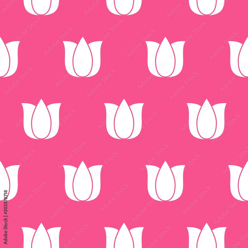 Seamless pattern with stylized cute tulips on pink background. Seamless pattern with stylized cute tulips on pink background.