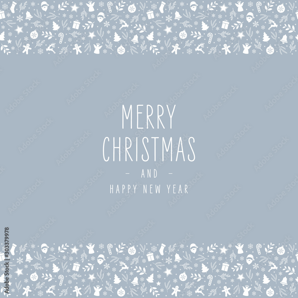 Christmas icon elements border decoration card with greeting text ice blue background. Christmas icon elements border decoration card with greeting text ice blue background.