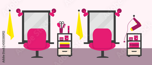 Beauty salon interior with furniture