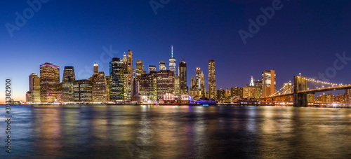 Canvas Print New York City downtown evening skyline buildings
