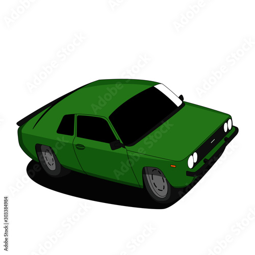 Classic car green vector illustration isolated