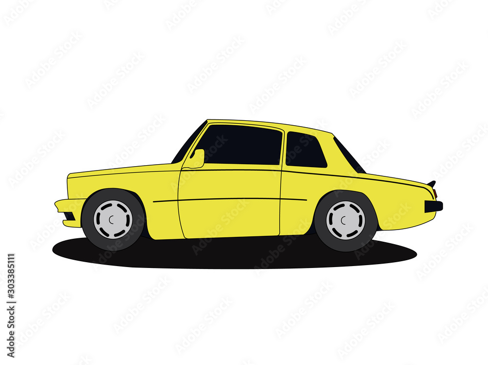 Classic car yelow vector illustration isolated