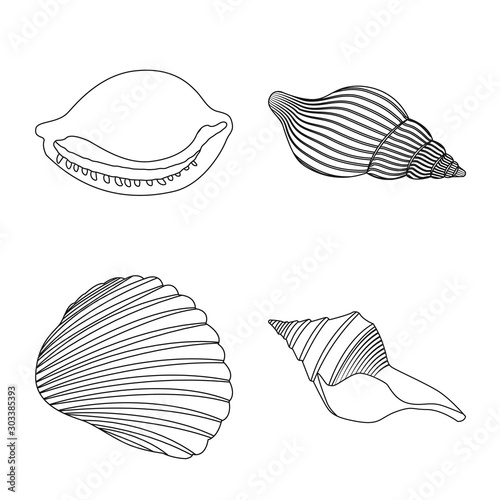 Vector illustration of exotic and seafood logo. Set of exotic and aquatic stock vector illustration. © Svitlana