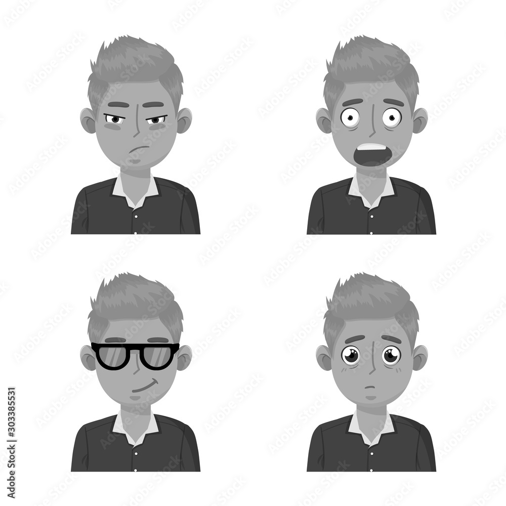Isolated object of face and boy logo. Collection of face and expression stock vector illustration. Isolated object of face and boy logo. Collection of face and expression stock vector illustration.