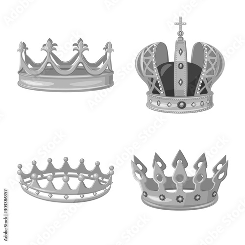 Vector illustration of jewel and vip icon. Set of jewel and nobility stock vector illustration.