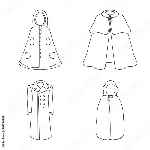 Vector illustration of robe and garment sign. Set of robe and cloth stock vector illustration.