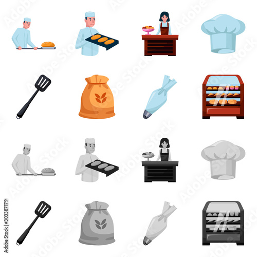 Vector illustration of bakery and natural logo. Set of bakery and business stock vector illustration.
