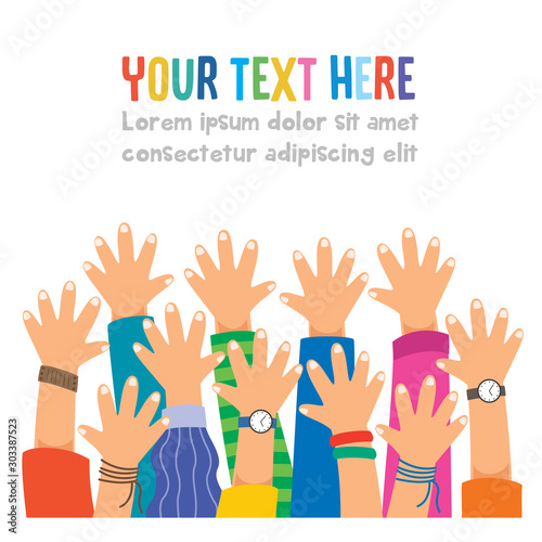 Raised Hands Of Happy People Celebrating
