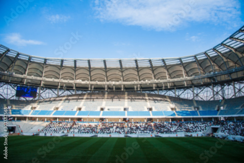 View of soccer field stadium and stadium seats