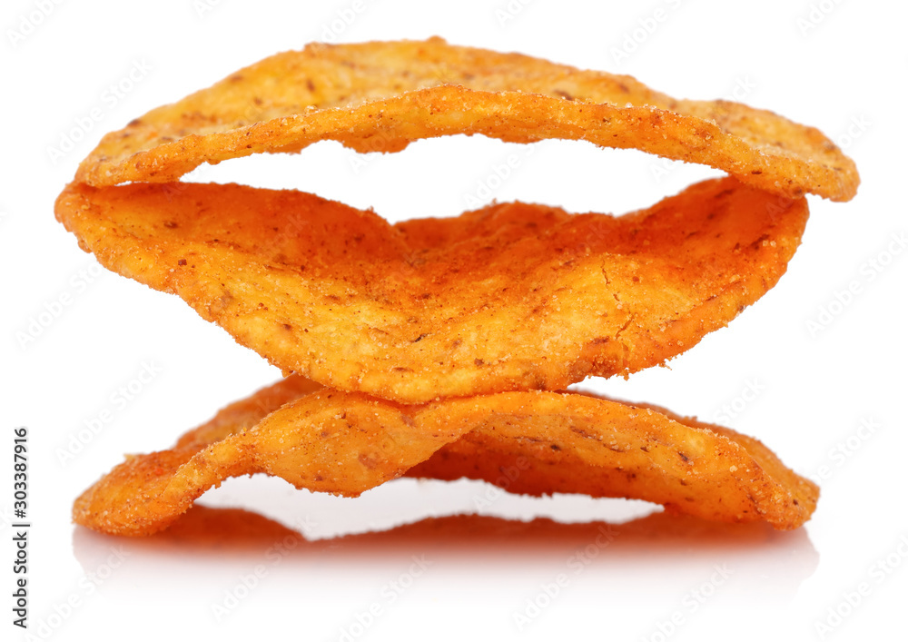 Corn chips isolated on white background Corn chips isolated on white background